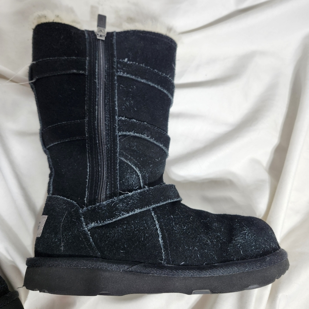 Ugg Maddi Black Leather Boots Size 2 - Picture 7 of 13